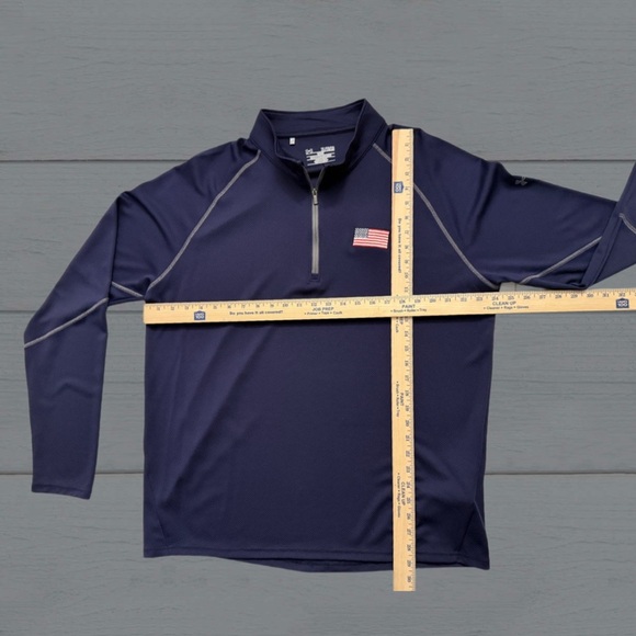 Under Armour XL USA Flag 1/4 Zip Pullover | Loose Fit | Blue Performance Top - Picture 4 of 8